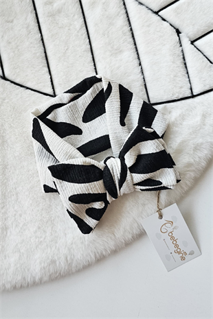 Siyah Beyaz Desenli Bürümcük XXL Fiyonk Bandana