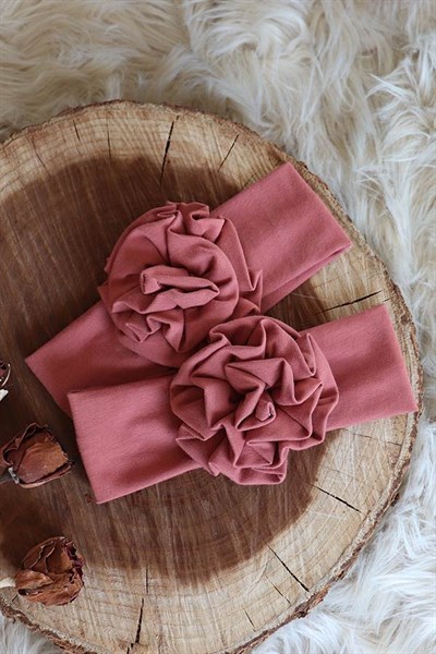 Açık Kiremit Renkli Çiçek Bandana