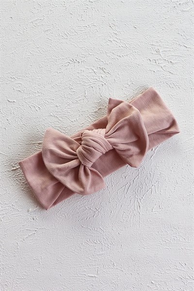 Açık Pudra Renkli Düğüm Fiyonk Bandana