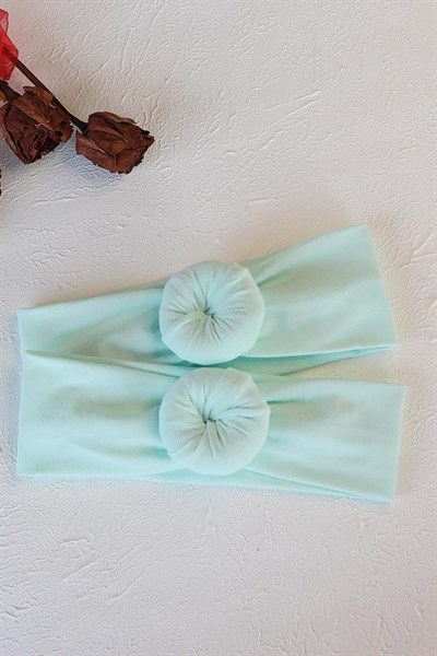 Açık Su Yeşili Renk Bebek Donut Bandana