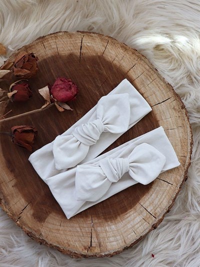 Açık Taş Renkli Bebek Tavşan Kulak Bandana