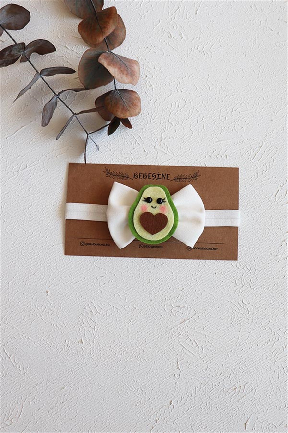 Avokado Figürlü Bebek Fiyonk Saç Bandı