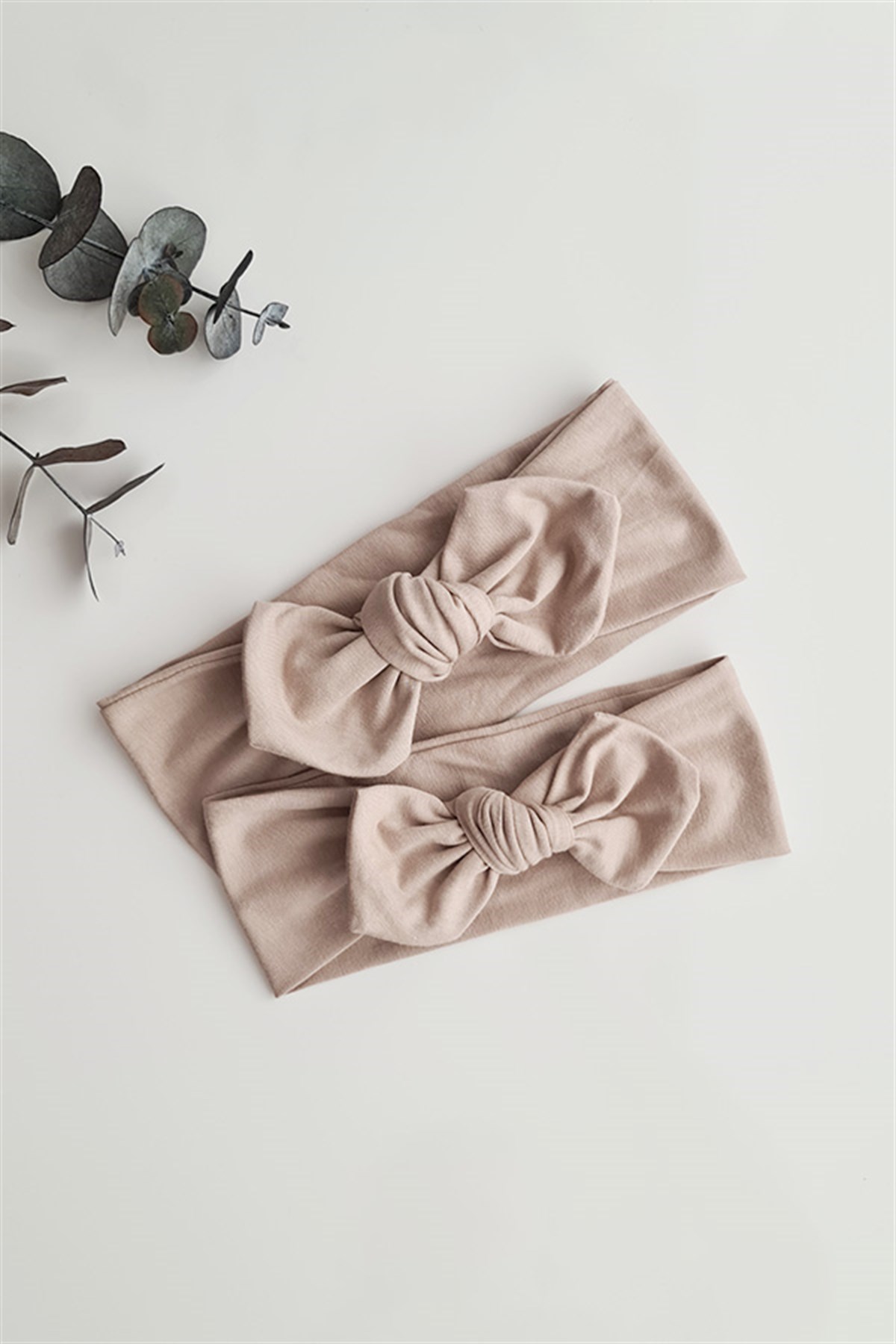 Bej Renkli Anne - Bebek Tavşan Kulak Bandana