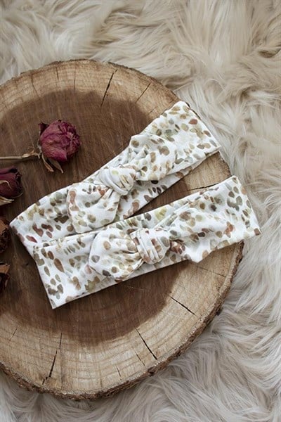 Beyaz Renkli Rengarenk Puanlı Bebek Tavşan Kulak Bandana