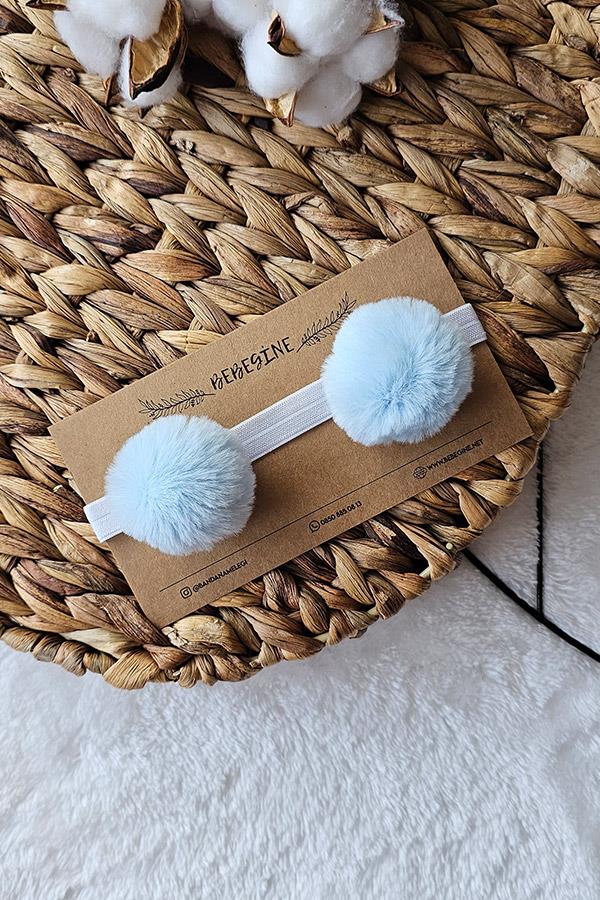 Buz Mavi Renkli Ponpon Bant