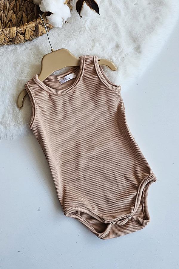 Camel Renkli Ribana Uniseks Çıtçıtlı Body