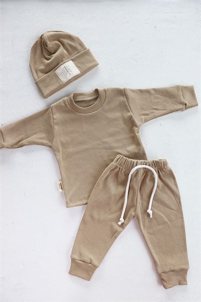 Camel Renkli Unisex Bebek Bereli Kışlık Eşofman Takımı