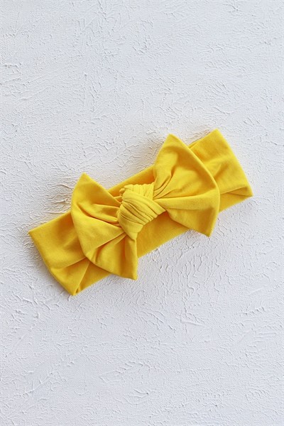 Canlı Sarı Renkli Düğüm Fiyonk Bandana
