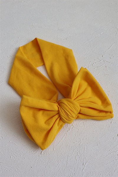 Canlı Sarı Renkli Fiyonk Penye Bandana