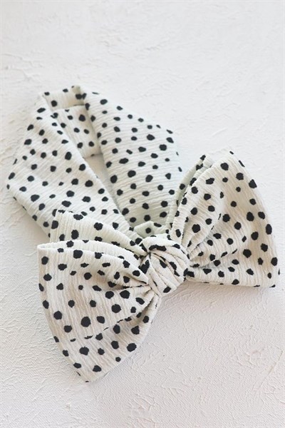 Ekru Renkli Benekli Bürümcük Fiyonk Penye Bandana