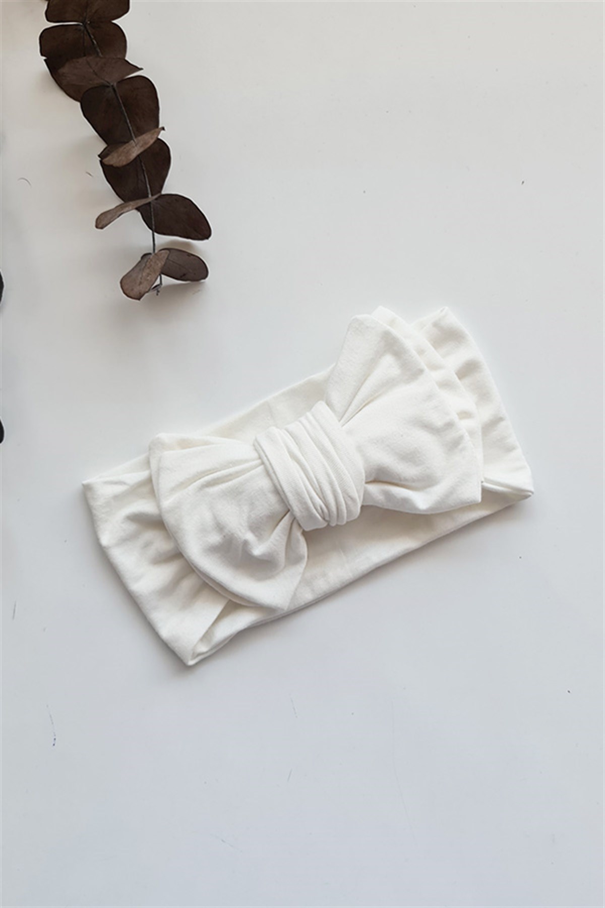 Ekru Renkli Fiyonk Penye Bandana
