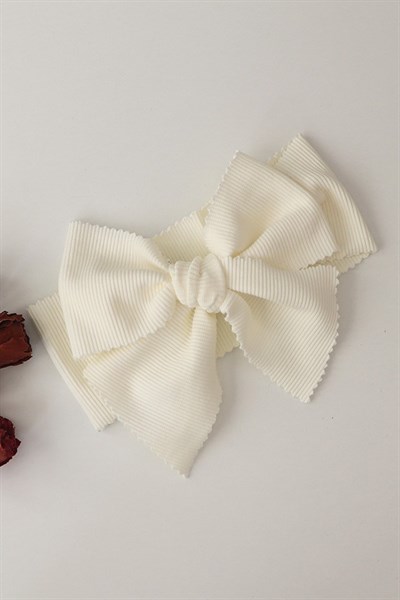 Ekru Renkli Ribana Fiyonk Bandana