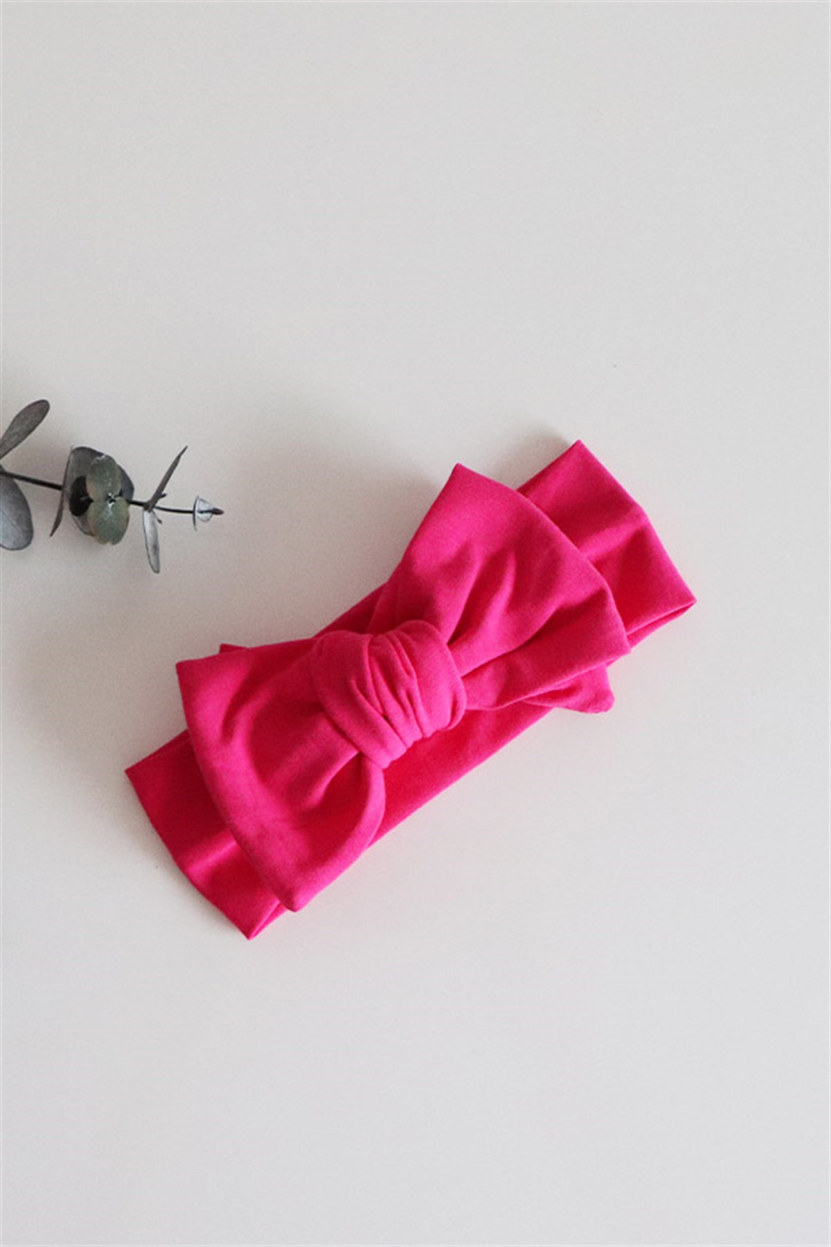 Fuşya Renkli Fiyonk Penye Bandana