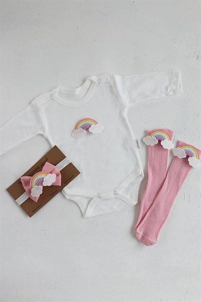 Gökkuşağı Pembe Renkli Bebek Konsept Takım