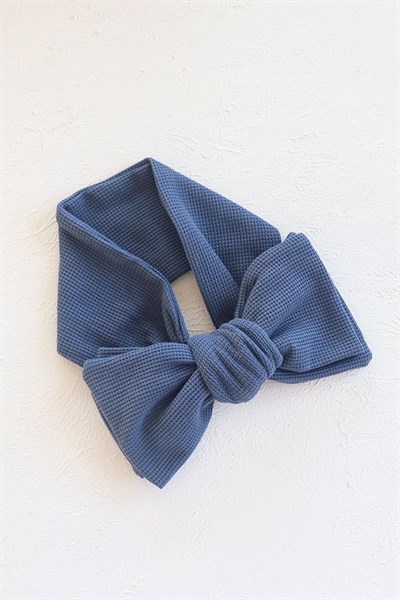 İndigo Renkli Waffle Fiyonk Bandana