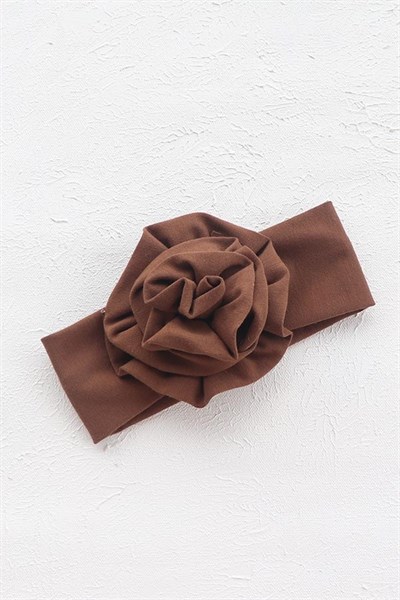 Kahve Renkli Bebek Çiçek Bandana