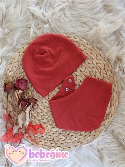 Kiremit Ponponsuz Bebek Penye Bere – Boyunluk Takım