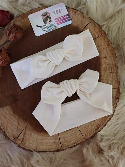 Kırık Beyaz Renkli Bebek Tavşan Kulak Bandana