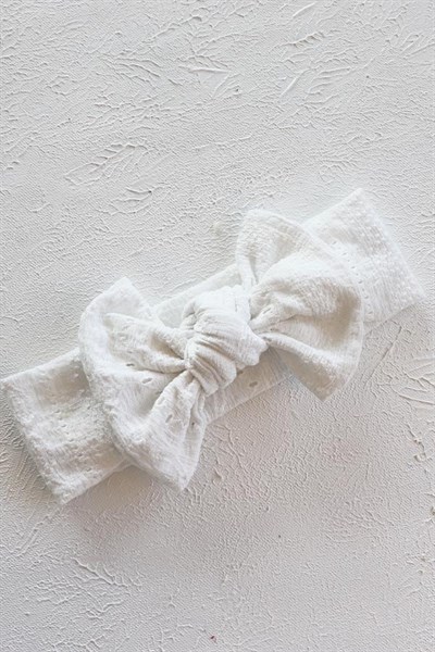 Kırık Beyaz Renkli Düğüm Fiyonk Fisto Bandana