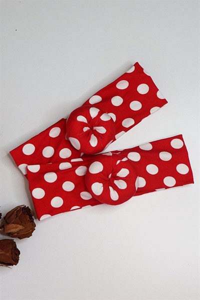 Kırmızı Renkli Beyaz Puanlı Donut Bandana