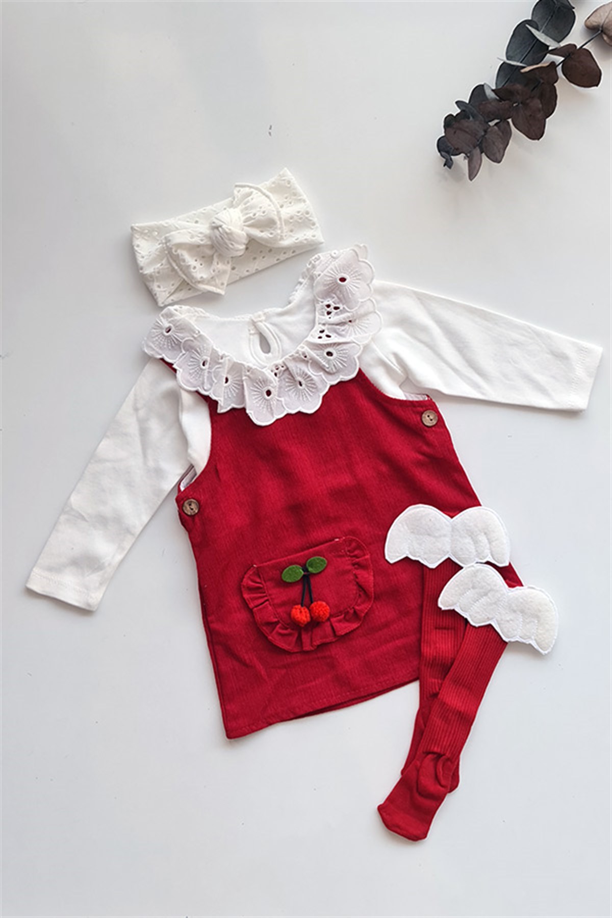 Kırmızı Renkli Kız Bebek Jile Elbise Özel Set