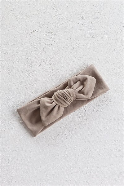 Koyu Bej Renkli Bebek Tavşan Kulak Bandana