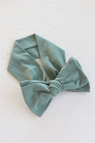 Koyu Çağla Renkli Fiyonk Penye Bandana