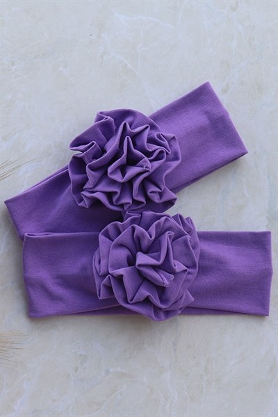 Koyu Eflatun Renkli Çiçek Bandana
