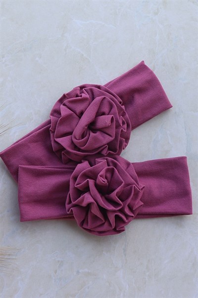 Koyu Gül Kurusu Renkli Çiçek Bandana