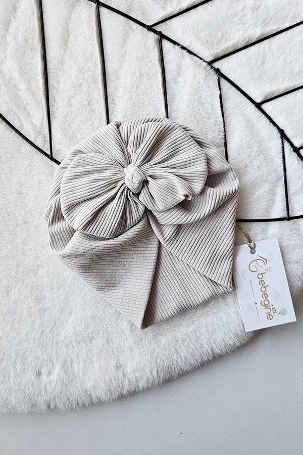 Krem Renkli Fitilli Düğüm Fiyonk Bone