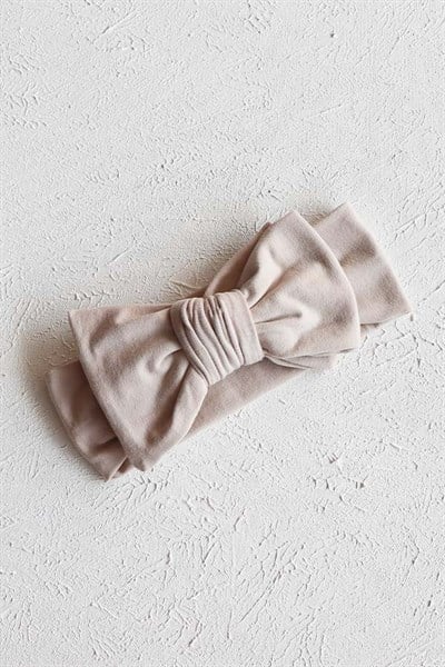 Krem Renkli Fiyonk Penye Bandana