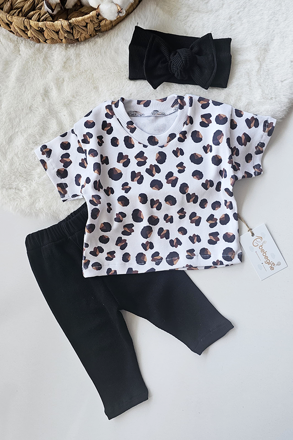 Leopar Desenli Bandanalı Ribana Alt Üst Takım