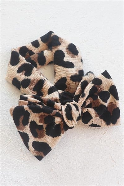 Leopar Desenli Bürümcük Fiyonk Penye Bandana