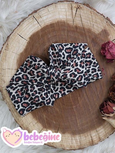 Leopar Desenli Fiyonk Bandana