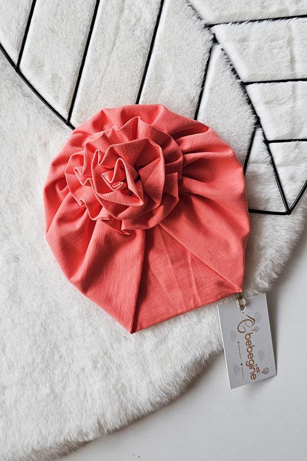 Mercan Renkli Bebek Çiçek Bone