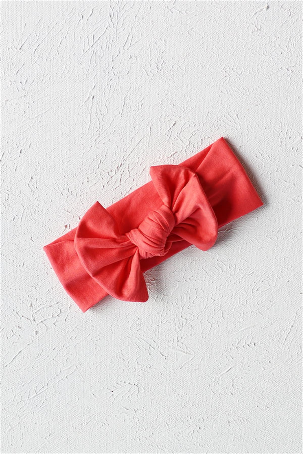 Mercan Renkli Düğüm Fiyonk Bandana