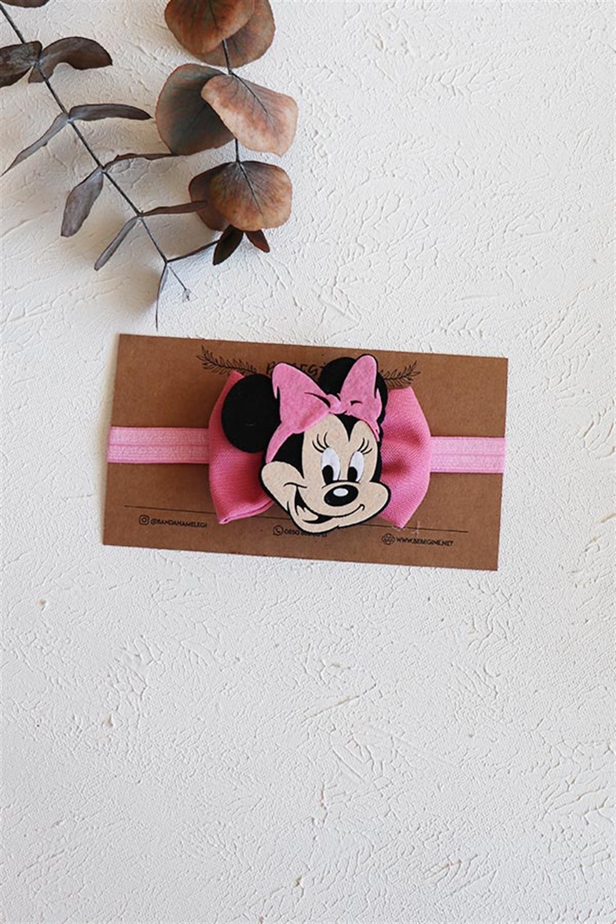 Mini Mouse Figürlü Bebek Fiyonk Saç Bandı