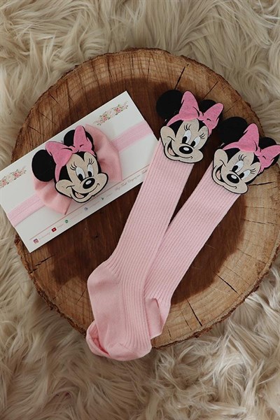 Mini Mouse Figürlü Dizaltı Çorap ve Bant Takımı