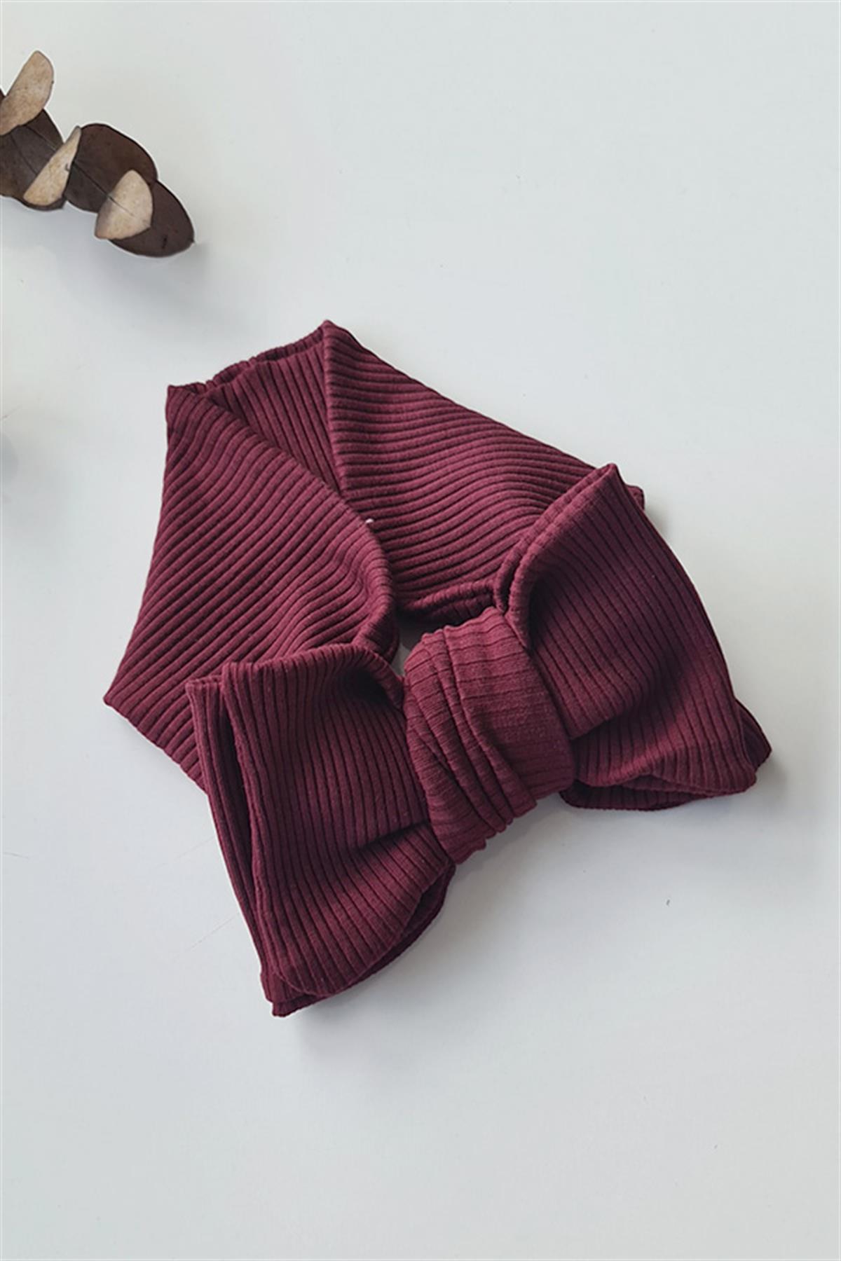 Mürdüm Renkli Fitilli XXL Fiyonk Bandana