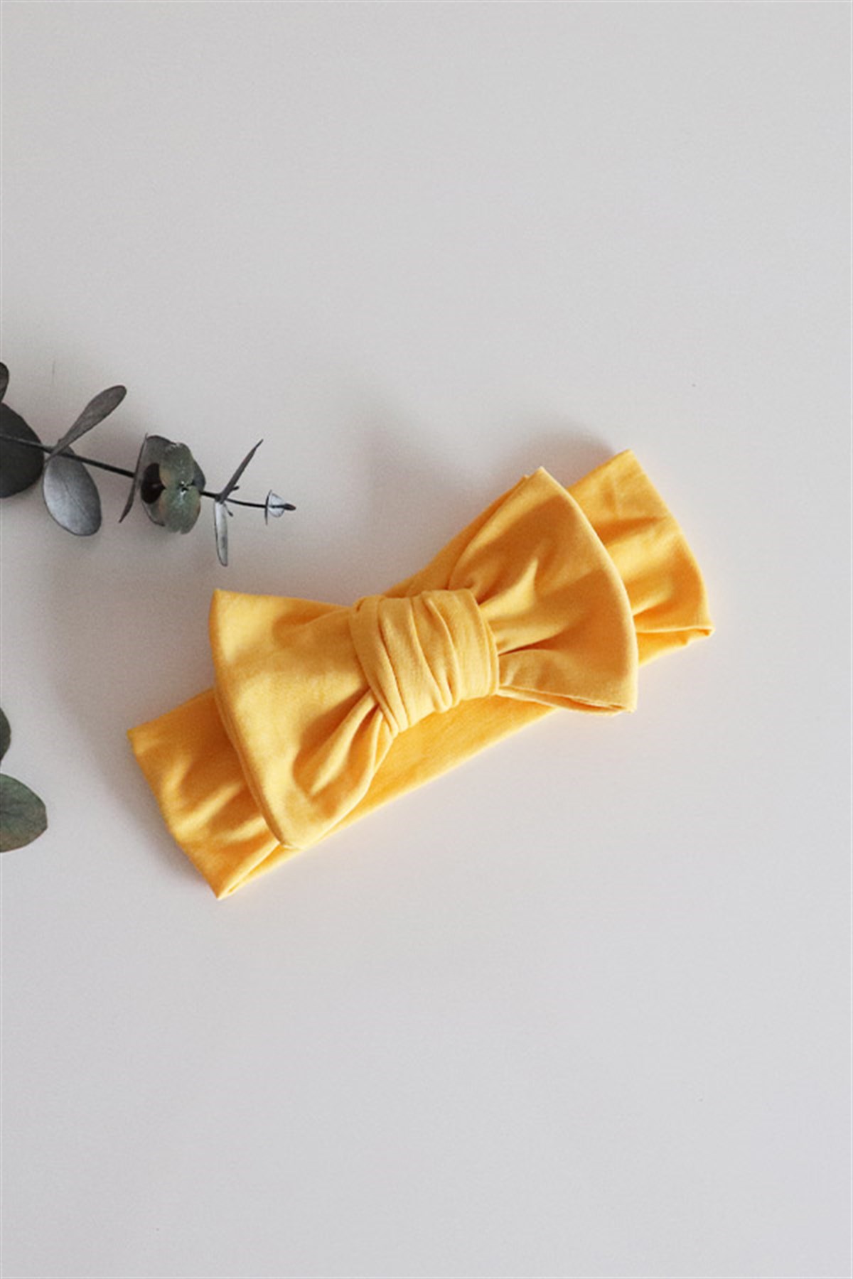 Pastel Sarı Renkli Fiyonk Penye Bandana