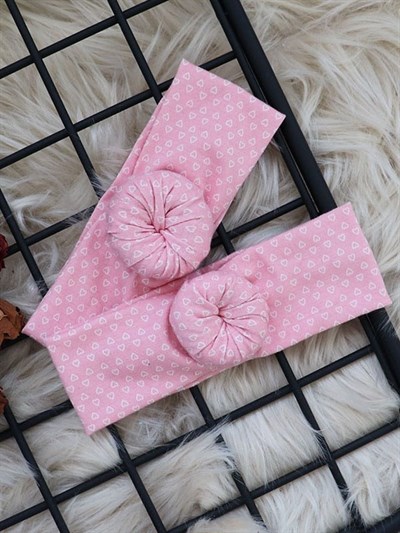 Pembe Renkli Kalp Desenli Bebek Donut Bandana