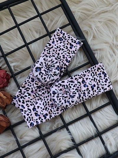 Pembe Renkli Leopar Desenli Bebek Donut Bandana