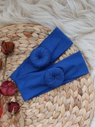 Petrol Mavisi Renkli Puanlı Bebek Donut Bandana