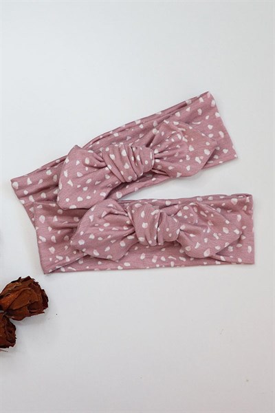 Pudra Renkli Benekli Bebek Tavşan Kulak Bandana