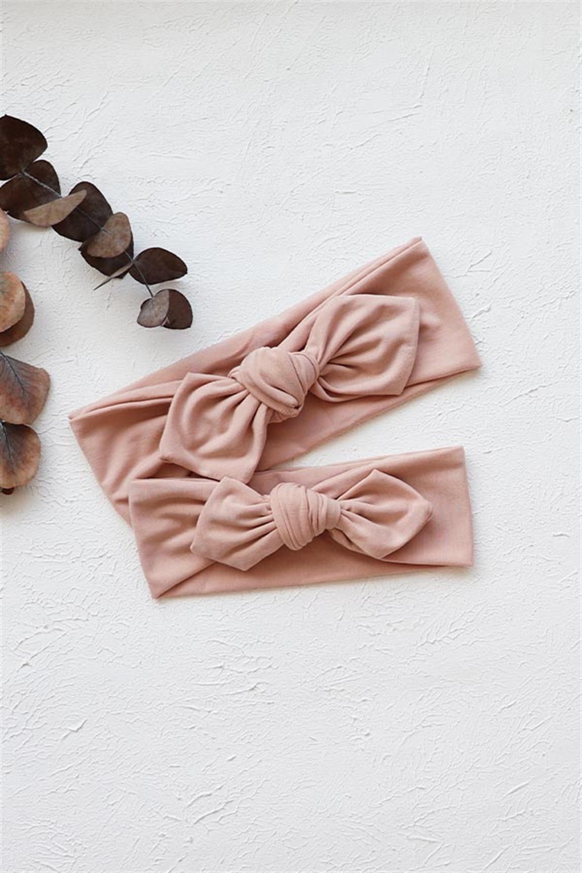 Pudra Ten Renk Anne-Bebek Tavşan Kulak Bandana