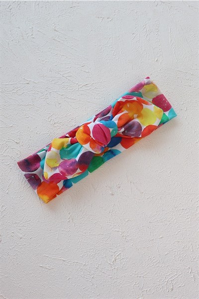 Rengarenk Büyük Puanlı Bebek Tavşan Kulak Bandana