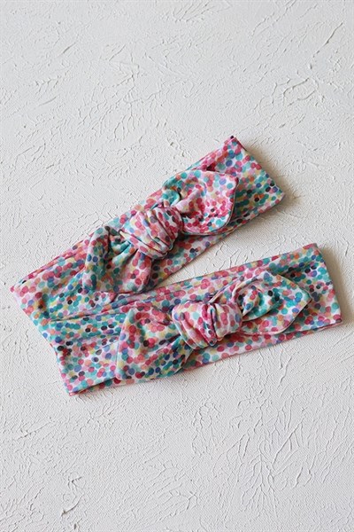 Rengarenk Küçük Puanlı Bebek Tavşan Kulak Bandana