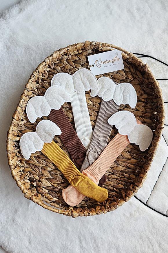 Rengarenk Melek Kanadı Figürlü Bebek Dizaltı Çorap Yeni