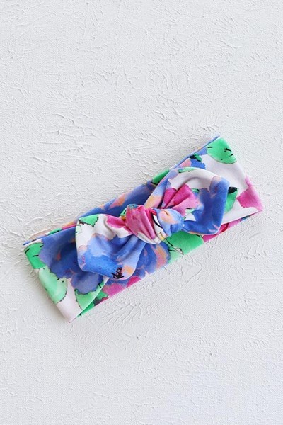 Renkli Çiçek Desenli Renk Tavşan Kulak Bandana