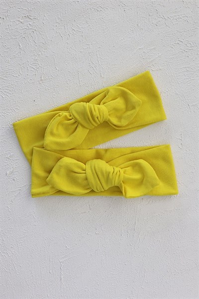 Saf Sarı Renkli Tavşan Kulak Bandana